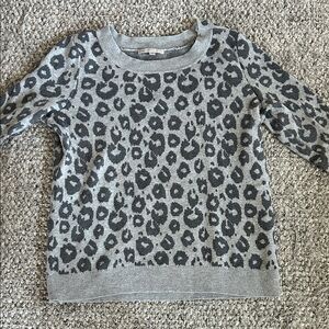 Gray Leopard Print Women's Sweater